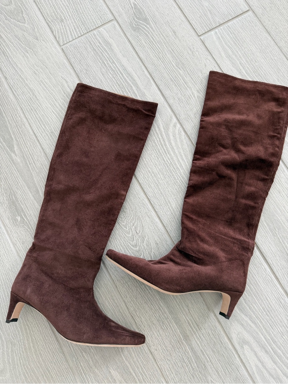 STAUD Corduroy Brown Heeled Boots Size 41 VGUC